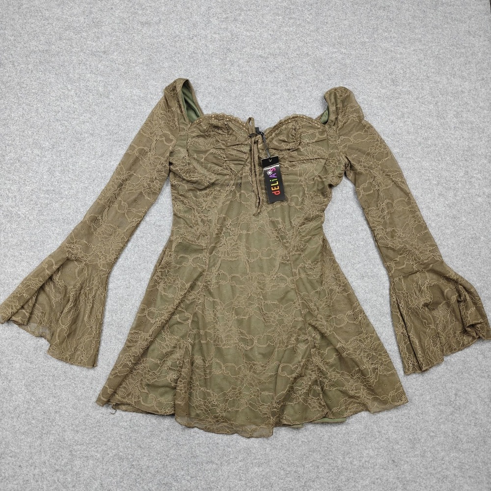 DELiA*s Dress Womens XXL Green Lace Fit & Flare Off Shoulder Mini Dolls Kill New - Picture 1 of 10